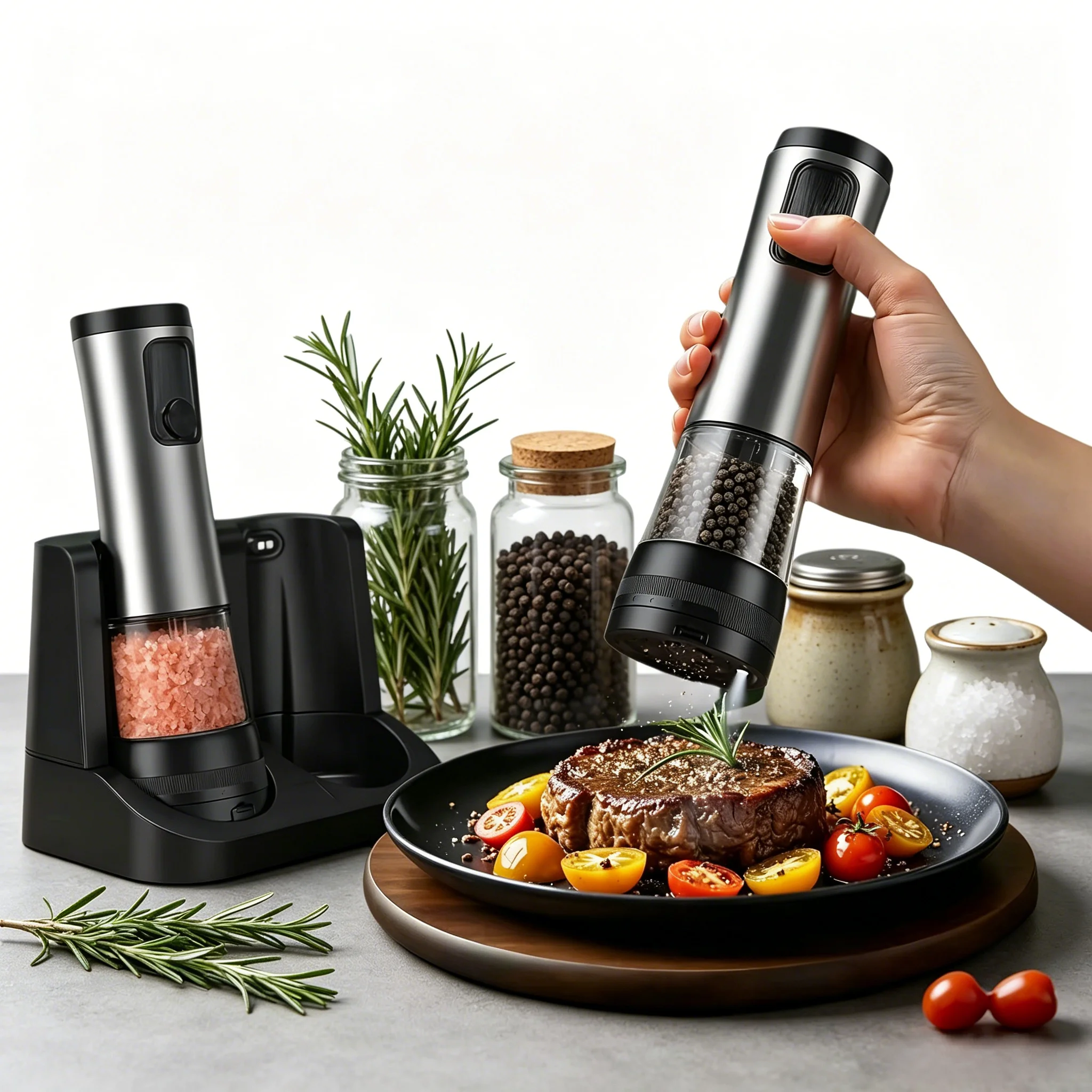 Electric Pepper Grinder - Variable Speed Grinding, External Coarseness Adjustment, LED Light, Christmas Gift
Electric Pepper Grinder - Variable Speed Grinding, External Coarseness Adjustment, LED Light, Christmas Gift