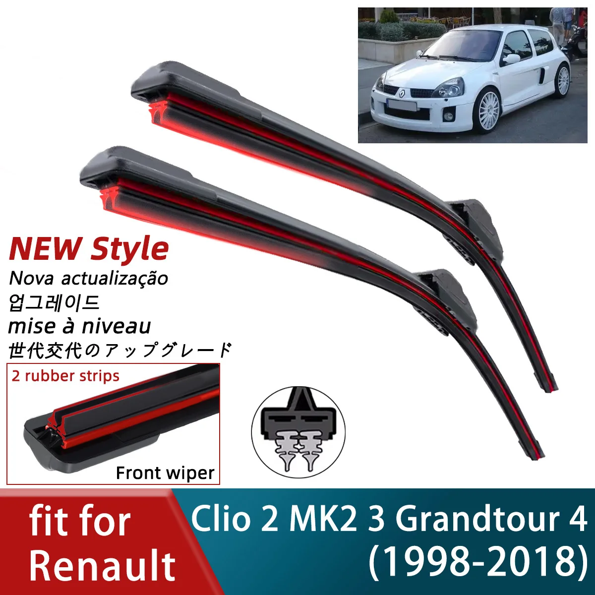 Double Rubber Car Wipers for Renault Clio 2 MK2 3 Grandtour 4 Front Blades Brushes Cutter Parts Accessories Windscreen Wipers
Double Rubber Car Wipers for Renault Clio 2 MK2 3 Grandtour 4 Front Blades Brushes Cutter Parts Accessories Windscreen Wipers