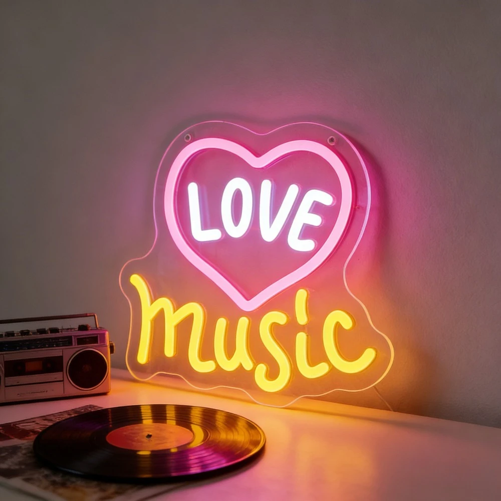 LOVE MUSIC Neon Sign Dimmbale LED Pink Neon Light for Living Room Decor Romantic Gift for Couple Valentine Wedding Anniversary
LOVE MUSIC Neon Sign Dimmbale LED Pink Neon Light for Living Room Decor Romantic Gift for Couple Valentine Wedding Anniversary