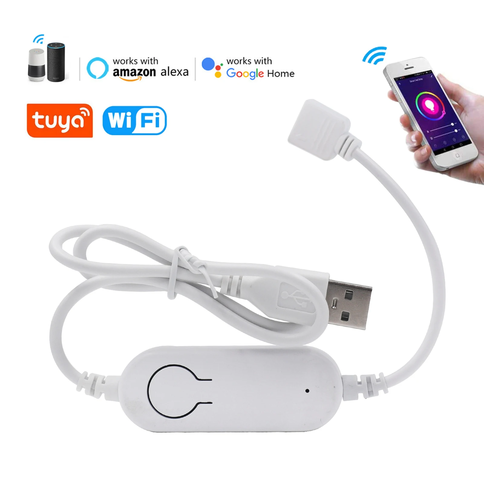 LED Controller DC5V USB WIFI Google Home Alexa Voice Control Suitable For RGB LED Strip Light /Neon Rope
LED Controller DC5V USB WIFI Google Home Alexa Voice Control Suitable For RGB LED Strip Light /Neon Rope