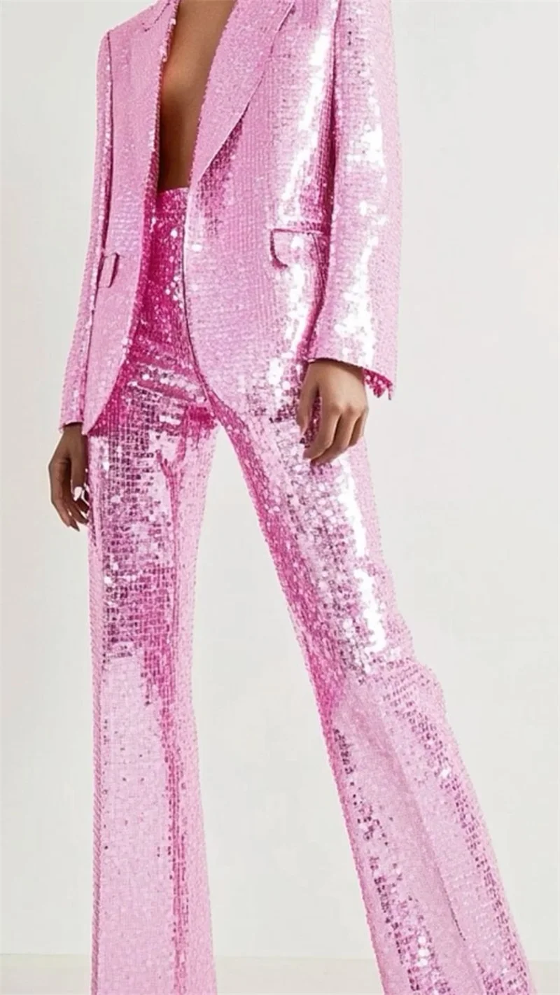 Glitter Sequins Women Suits Set 2 Piece Blazer+Pants Customized Formal Office Lady Jacket Wedding Tuxedos Prom Party Coat 
Glitter Sequins Women Suits Set 2 Piece Blazer+Pants Customized Formal Office Lady Jacket Wedding Tuxedos Prom Party Coat