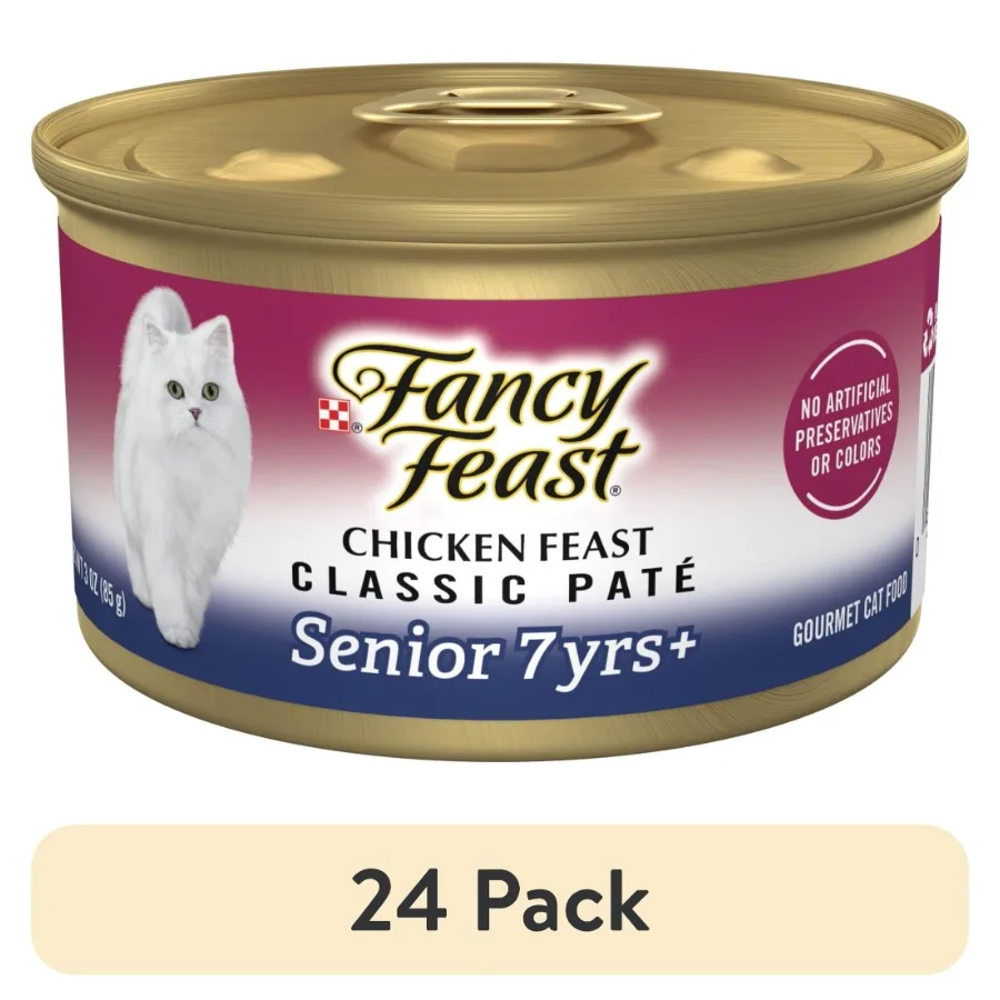 24 pack Purina Senior Classic Pate Chicken Feast Wet Cat Food, 3 oz Can
24 pack Purina Senior Classic Pate Chicken Feast Wet Cat Food, 3 oz Can