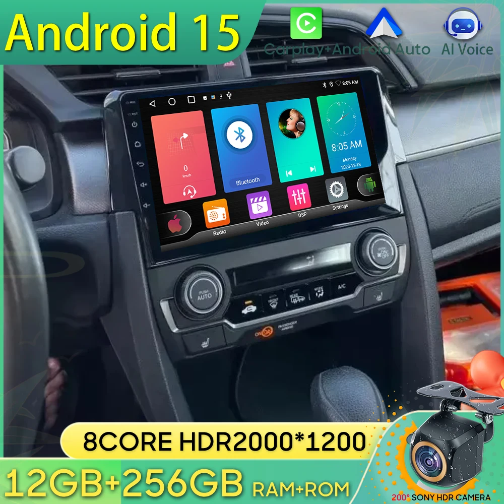 Android 15 Car Radio For Honda Civic 10th 2016 2017 2018 2019-2021 GPS Navigation Android Auto Carplay Wifi Video 2K No 2din DVD
Android 15 Car Radio For Honda Civic 10th 2016 2017 2018 2019-2021 GPS Navigation Android Auto Carplay Wifi Video 2K No 2din DVD