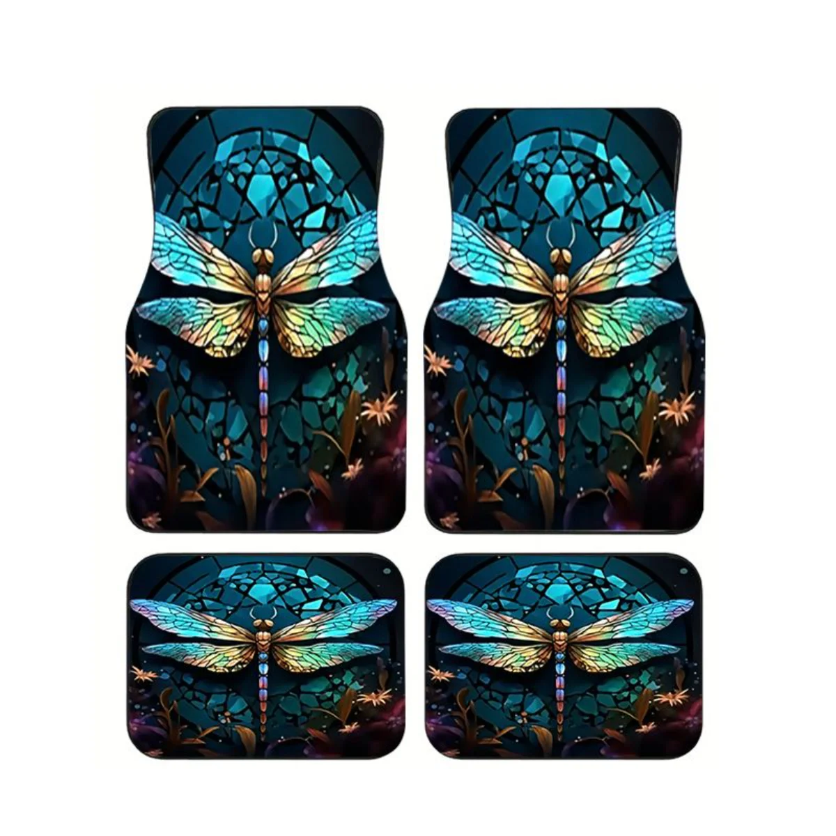 4 pcs Universal Car Floor Mats Stained Glass Dragonfly Floral Background Print Waterproof Anti-slip Auto Foot Carpet Pads Decor
4 pcs Universal Car Floor Mats Stained Glass Dragonfly Floral Background Print Waterproof Anti-slip Auto Foot Carpet Pads Decor
