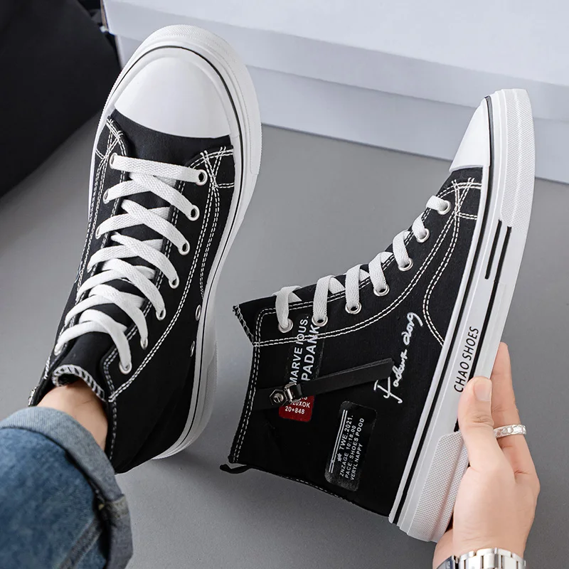 Men's High Top Skateboarding Shoes Summer New Style Black Canvas Sporty Casual Shoes Spring Autumn Men's Footwear
Men's High Top Skateboarding Shoes Summer New Style Black Canvas Sporty Casual Shoes Spring Autumn Men's Footwear
