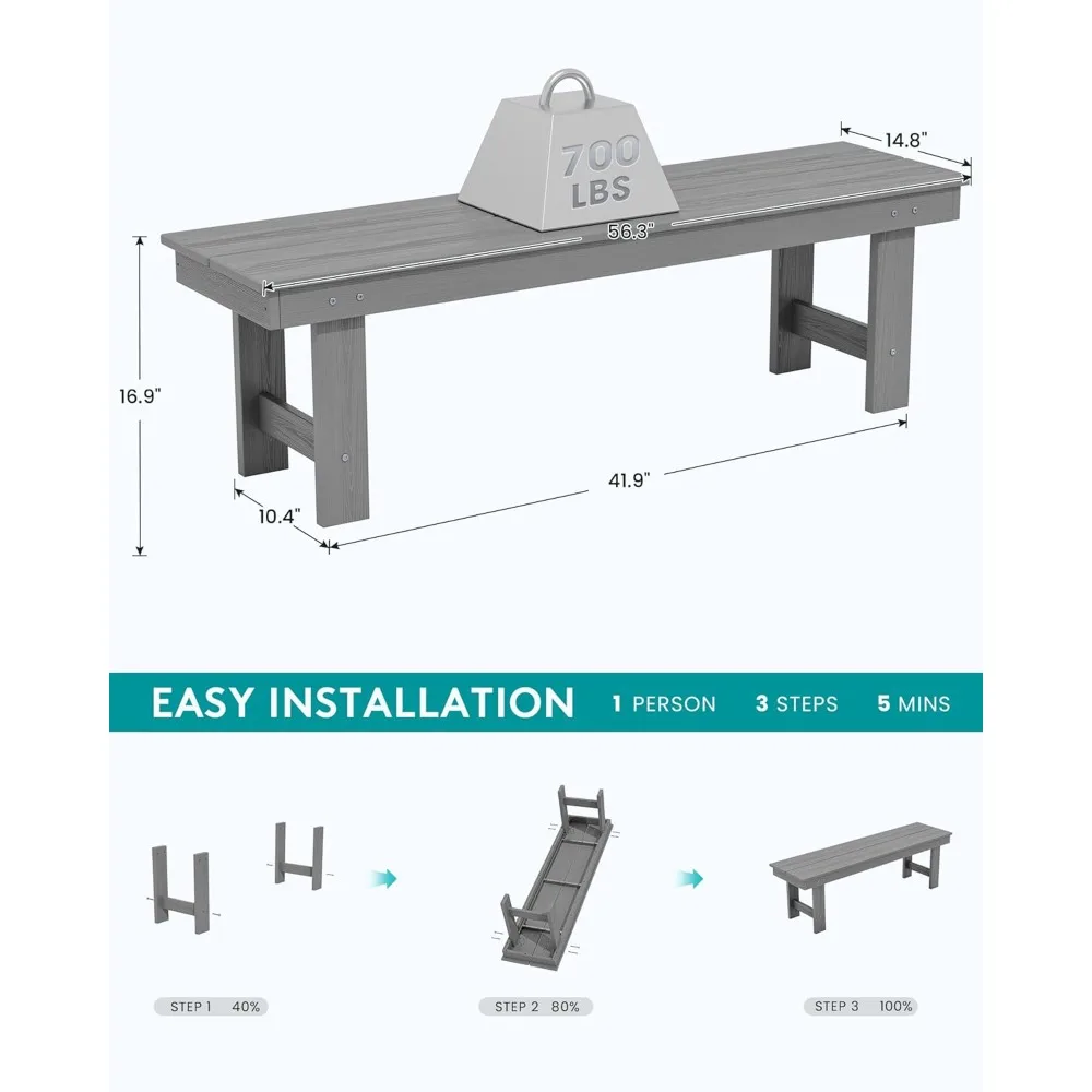 2-Person Outdoor Bench Backless, HDPE Outdoor Benches Weatherproof, 700 Lbs Weight Capacity, Poly Lumber Patio, Customized
2-Person Outdoor Bench Backless, HDPE Outdoor Benches Weatherproof, 700 Lbs Weight Capacity, Poly Lumber Patio, Customized