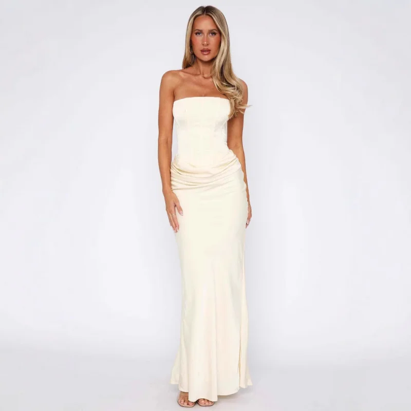2025 Strapless Tie Fishbone Bodycon High-end Satin Long Dress
2025 Strapless Tie Fishbone Bodycon High-end Satin Long Dress