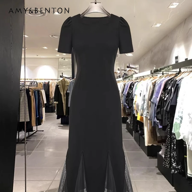 2026 Spring Summer New Simple Elegant Women's Dress Vintage Design Fashion Sweet Cool Black Mesh Splicing Long Dresses Ladies
2026 Spring Summer New Simple Elegant Women's Dress Vintage Design Fashion Sweet Cool Black Mesh Splicing Long Dresses Ladies