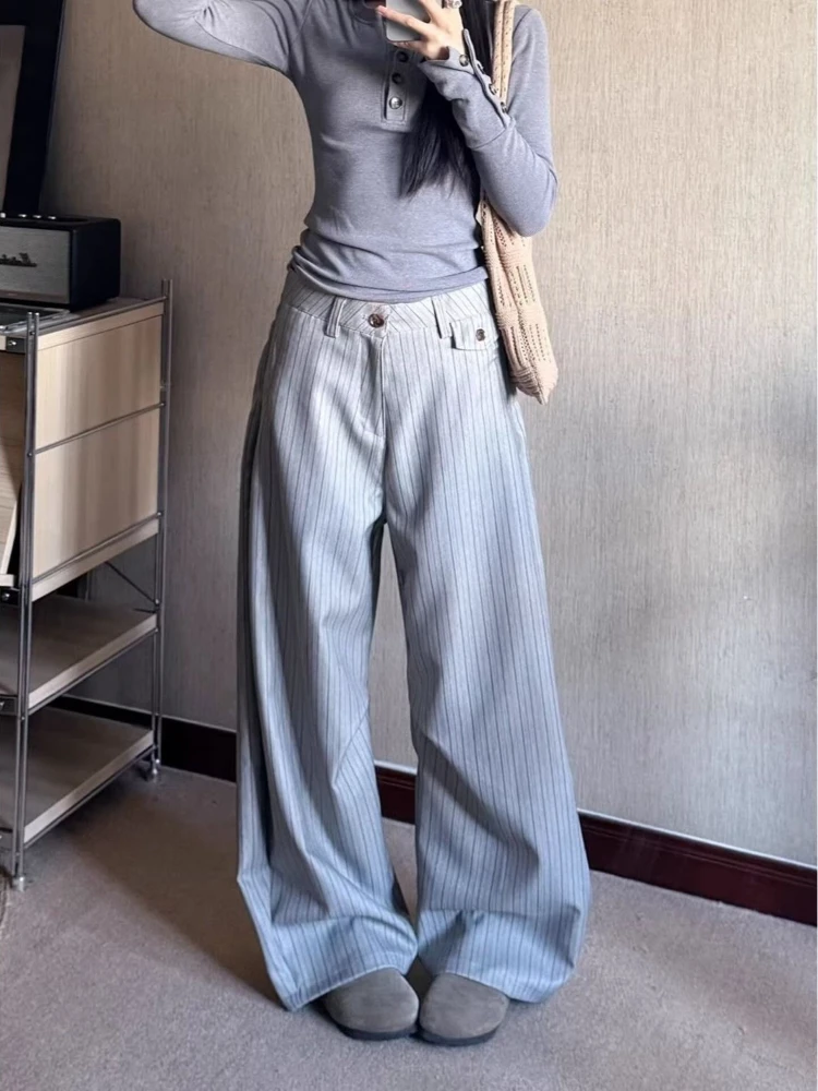 HOUZHOU Korean Style Striped Suit Pants Women Vintage Office Lady Wide Leg Trousers Harajuku Casual Streetwear High Waist Pants
HOUZHOU Korean Style Striped Suit Pants Women Vintage Office Lady Wide Leg Trousers Harajuku Casual Streetwear High Waist Pants