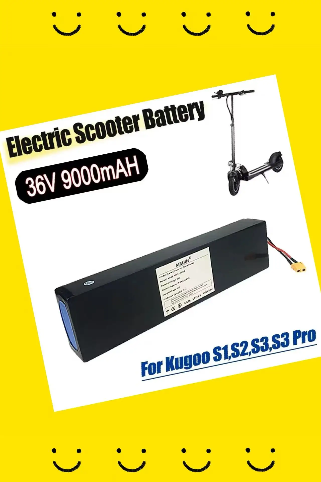 10S3P 36V 9000mAh 18650 Lithium-Ion Battery with Built-in BMS for KUGOO S1 S2 S3 Electric Scooters 500W Rechargeable
10S3P 36V 9000mAh 18650 Lithium-Ion Battery with Built-in BMS for KUGOO S1 S2 S3 Electric Scooters 500W Rechargeable