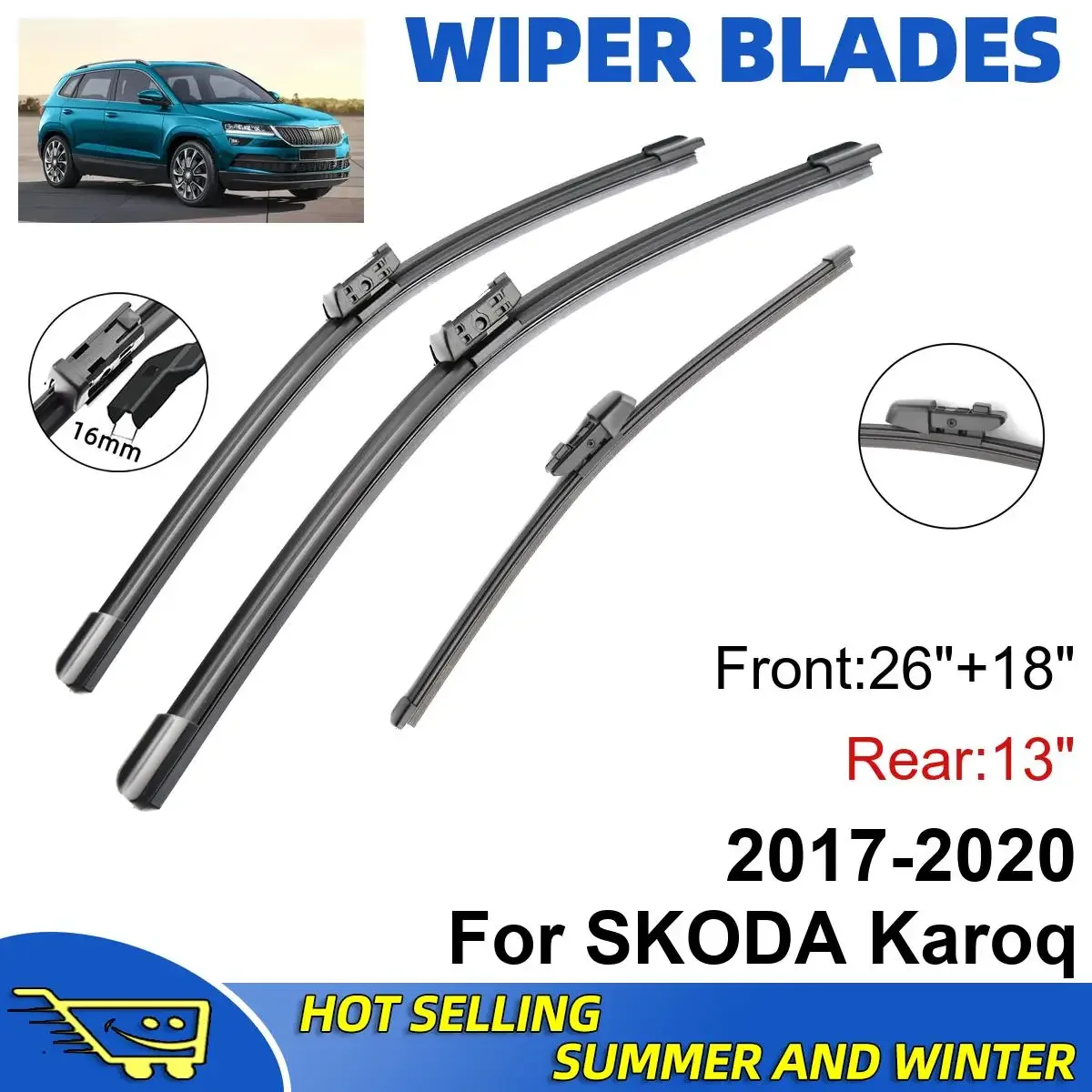 3PCS For SKODA Karoq 2017-2020 26" + 18"+ 13" Front Rear Wiper Blades Windshield Windscreen Window Cutter Accessories
3PCS For SKODA Karoq 2017-2020 26" + 18"+ 13" Front Rear Wiper Blades Windshield Windscreen Window Cutter Accessories