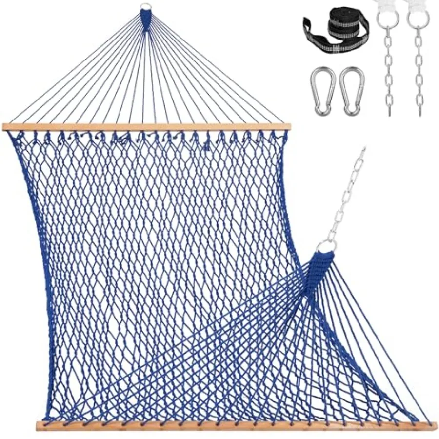 Outdoor 2-person cotton hammock with spreader bar, beige, hand-woven for patio/poolside use, fits 13-15 ft stand, 141x57 in, 45
Outdoor 2-person cotton hammock with spreader bar, beige, hand-woven for patio/poolside use, fits 13-15 ft stand, 141x57 in, 45