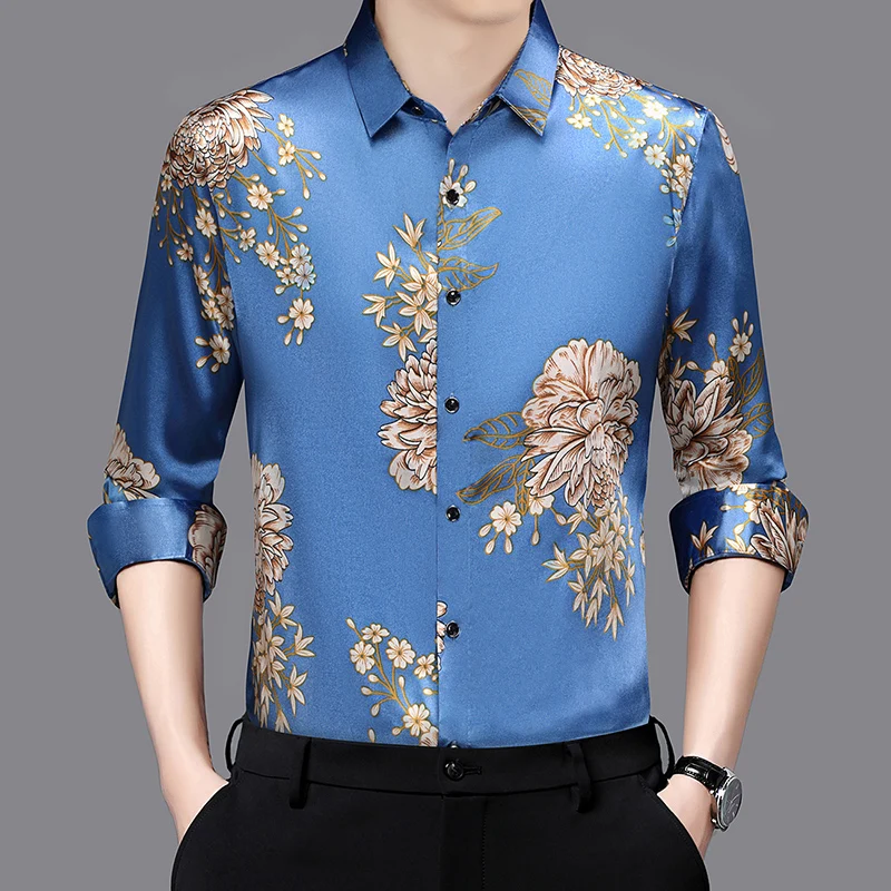 Men Flowers Clothes 2025 Summer Fashion Printing Soft Satin Dress Shirt Short Sleeve Tops Smooth Silk Male Floral Print Shirt
Men Flowers Clothes 2025 Summer Fashion Printing Soft Satin Dress Shirt Short Sleeve Tops Smooth Silk Male Floral Print Shirt