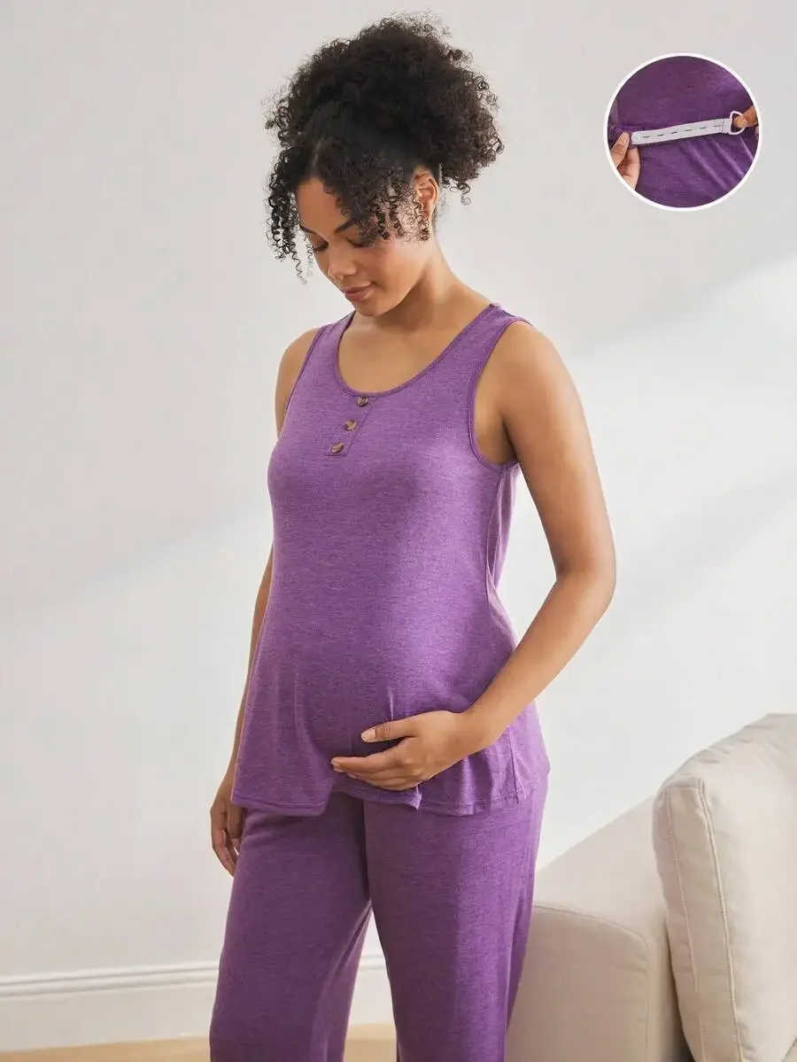 Soft Skin-Friendly Maternity Loungewear Pajama Set Sleeveless Top And Pants
Soft Skin-Friendly Maternity Loungewear Pajama Set Sleeveless Top And Pants