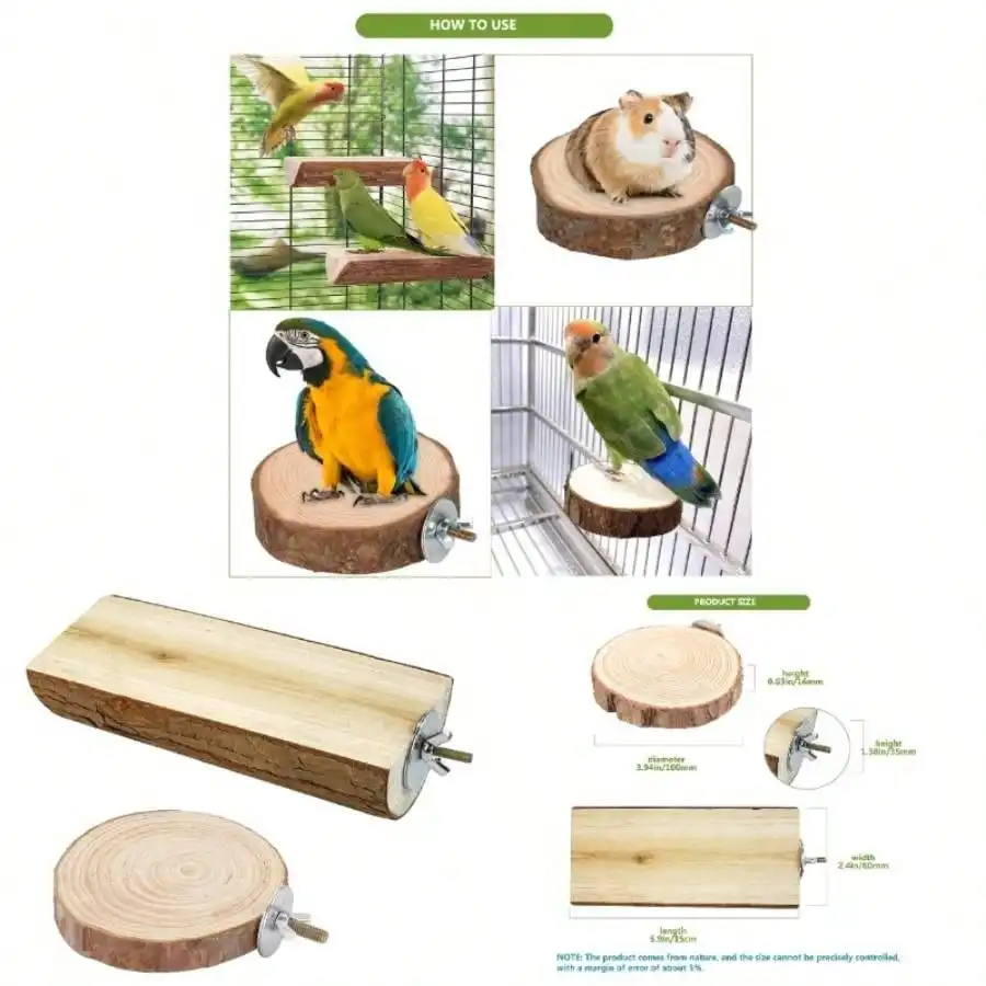 2Pcs Wooden Parrot Cage Perch Flat Platform Stand For Birds Small Animals
2Pcs Wooden Parrot Cage Perch Flat Platform Stand For Birds Small Animals