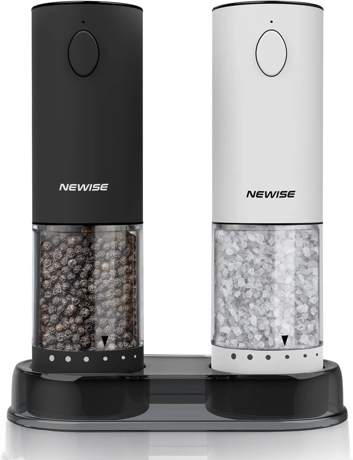 Rechargeable Salt & Pepper Grinder Set, Adjustable Coarseness, LED Light, Large Capacity Stainless Steel, Black/White
Rechargeable Salt & Pepper Grinder Set, Adjustable Coarseness, LED Light, Large Capacity Stainless Steel, Black/White