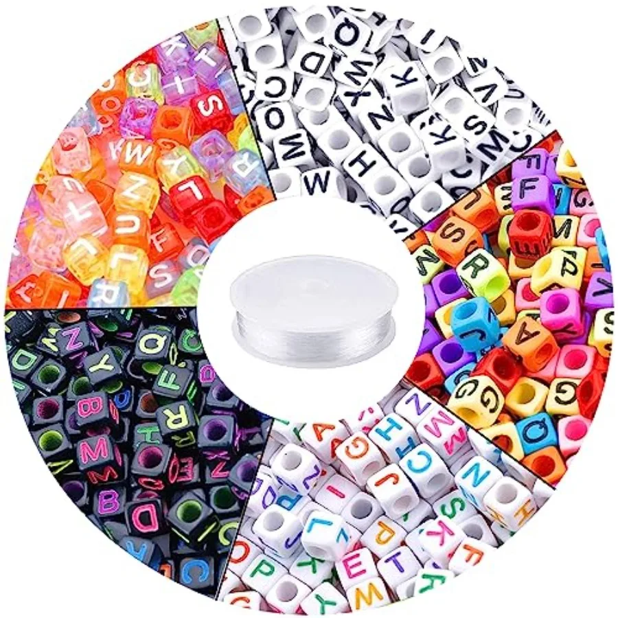 1400pcs 5 Color Cube Alphabet Beads Bracelet Letter Beads for Bracelets Making with 1 Roll 50M Crystal String Cord for Jewelry
1400pcs 5 Color Cube Alphabet Beads Bracelet Letter Beads for Bracelets Making with 1 Roll 50M Crystal String Cord for Jewelry