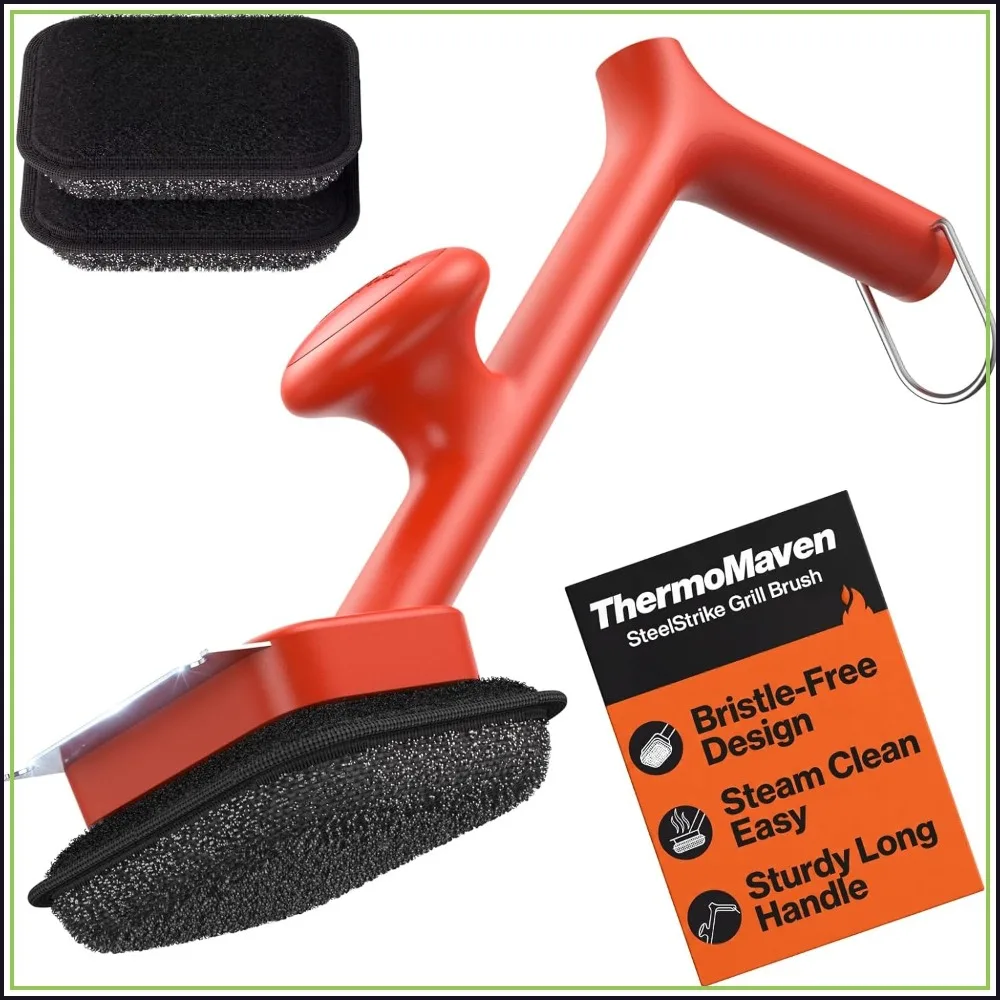 Bristle-Free BBQ Grill Brush - No Wire Risk, Steam Cleaner Removes Burnt Grease Fast, 17" Cool-Touch Handle, Scraper & 3 Replaceable Heads for Gas, Charcoal & Cast Iron
Bristle-Free BBQ Grill Brush - No Wire Risk, Steam Cleaner Removes Burnt Grease Fast, 17" Cool-Touch Handle, Scraper & 3 Replaceable Heads for Gas, Charcoal & Cast Iron