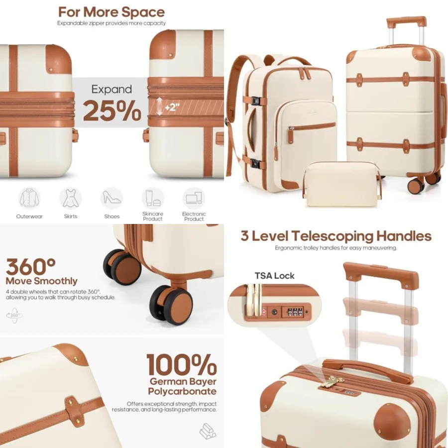 Luggage Sets 3 Pcs, Expandable 100% PC Hardshell Suitcase with Spinner Wheels, 20in Suitcase Set with TSA Lock for Women, Carry
Luggage Sets 3 Pcs, Expandable 100% PC Hardshell Suitcase with Spinner Wheels, 20in Suitcase Set with TSA Lock for Women, Carry