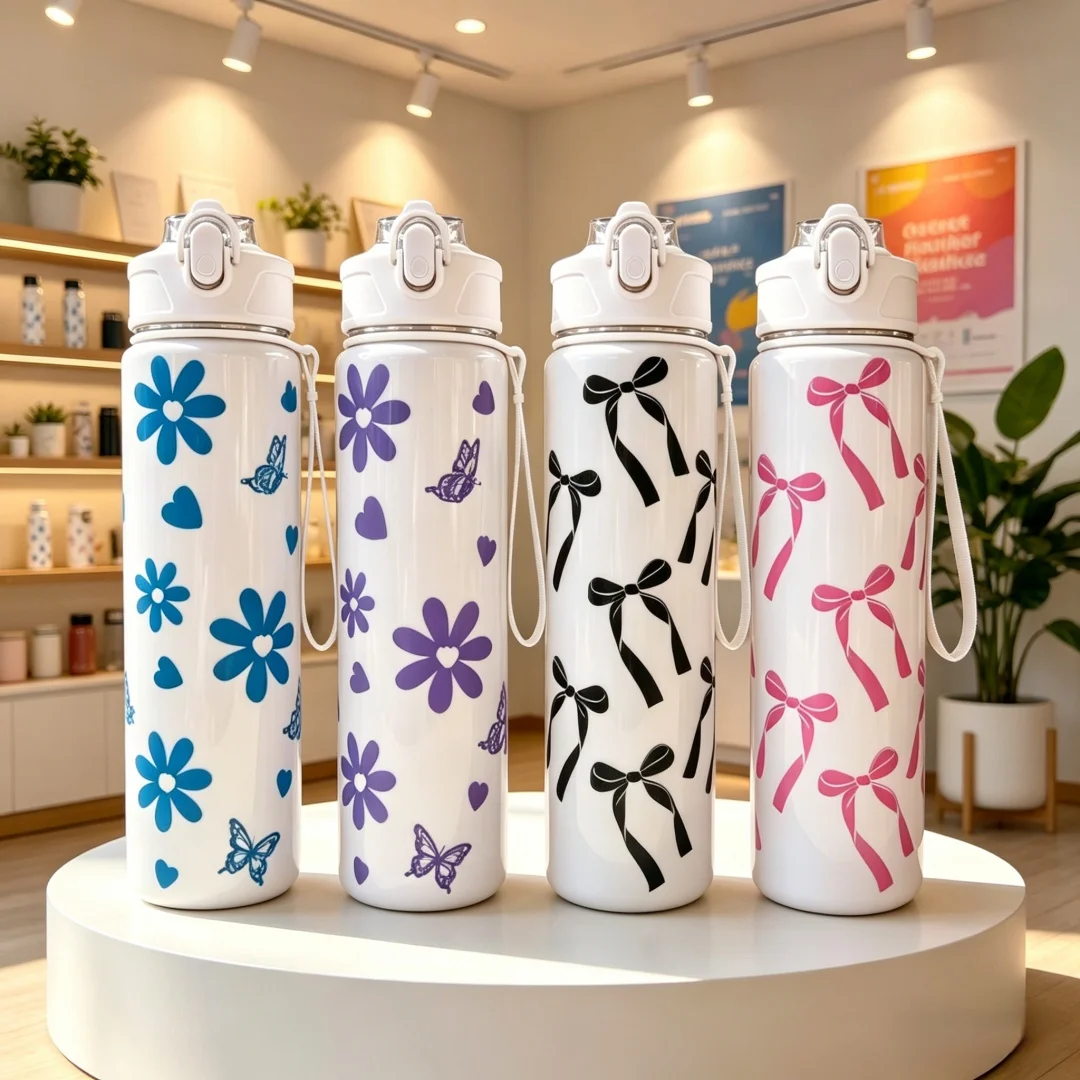 Cute Bow & Flower Water Bottle, Premium Texture Minimalist Design, Large Capacity, Lightweight and Leakproof with Portable
Cute Bow & Flower Water Bottle, Premium Texture Minimalist Design, Large Capacity, Lightweight and Leakproof with Portable