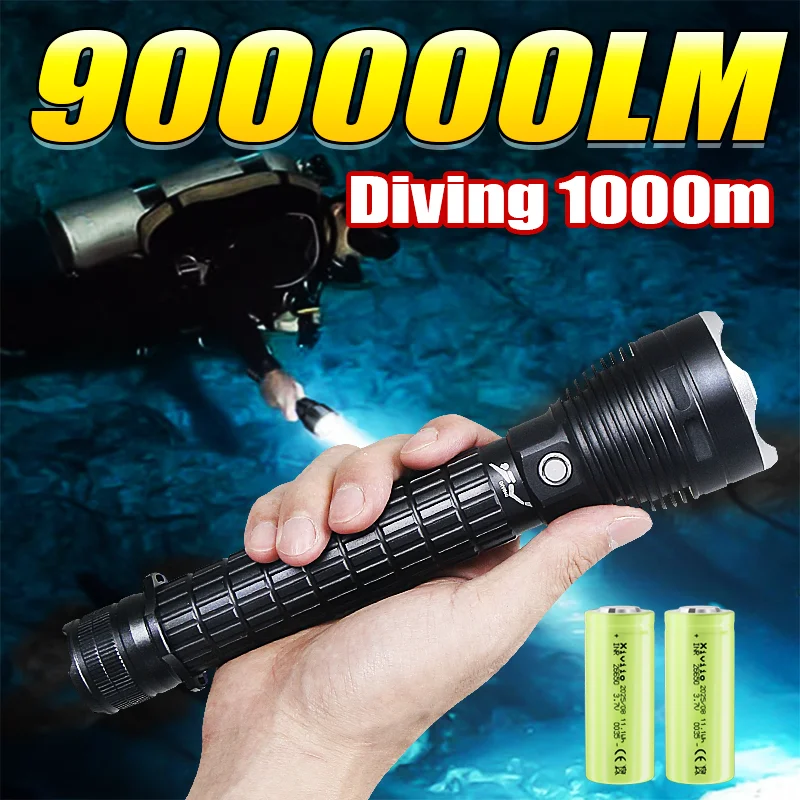 NEW 900000LM Most Powerful LED Diving Flashlight Rechargeable Diving Lamp Professional Dive Torch Fishing Underwater Lantern
NEW 900000LM Most Powerful LED Diving Flashlight Rechargeable Diving Lamp Professional Dive Torch Fishing Underwater Lantern