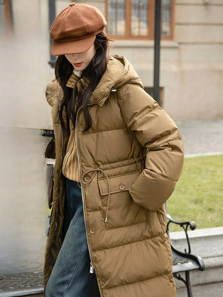 Café Brown Women's Mid-Length down Jacket with Hood Thickened Duck Feather Padded Coat Commute Style Korean Fit Zipper Closure
Café Brown Women's Mid-Length down Jacket with Hood Thickened Duck Feather Padded Coat Commute Style Korean Fit Zipper Closure