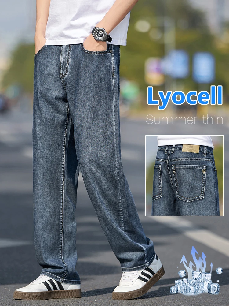 Men's Lyocell Thin Jeans Summer Loose Straight Leg Stretch Denim Pants Business Casual Cool Breathable Trousers for Daily Wear
Men's Lyocell Thin Jeans Summer Loose Straight Leg Stretch Denim Pants Business Casual Cool Breathable Trousers for Daily Wear
