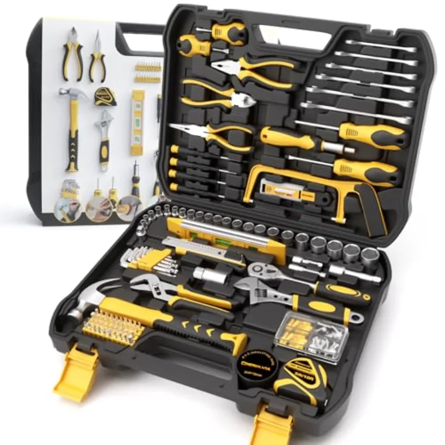 199 Pcs Tool Kit for Home, General Household/Auto Repair Tool Set, Basic Hand Tool Kit with Socket Wrench, Tool Box Case for Me
199 Pcs Tool Kit for Home, General Household/Auto Repair Tool Set, Basic Hand Tool Kit with Socket Wrench, Tool Box Case for Me