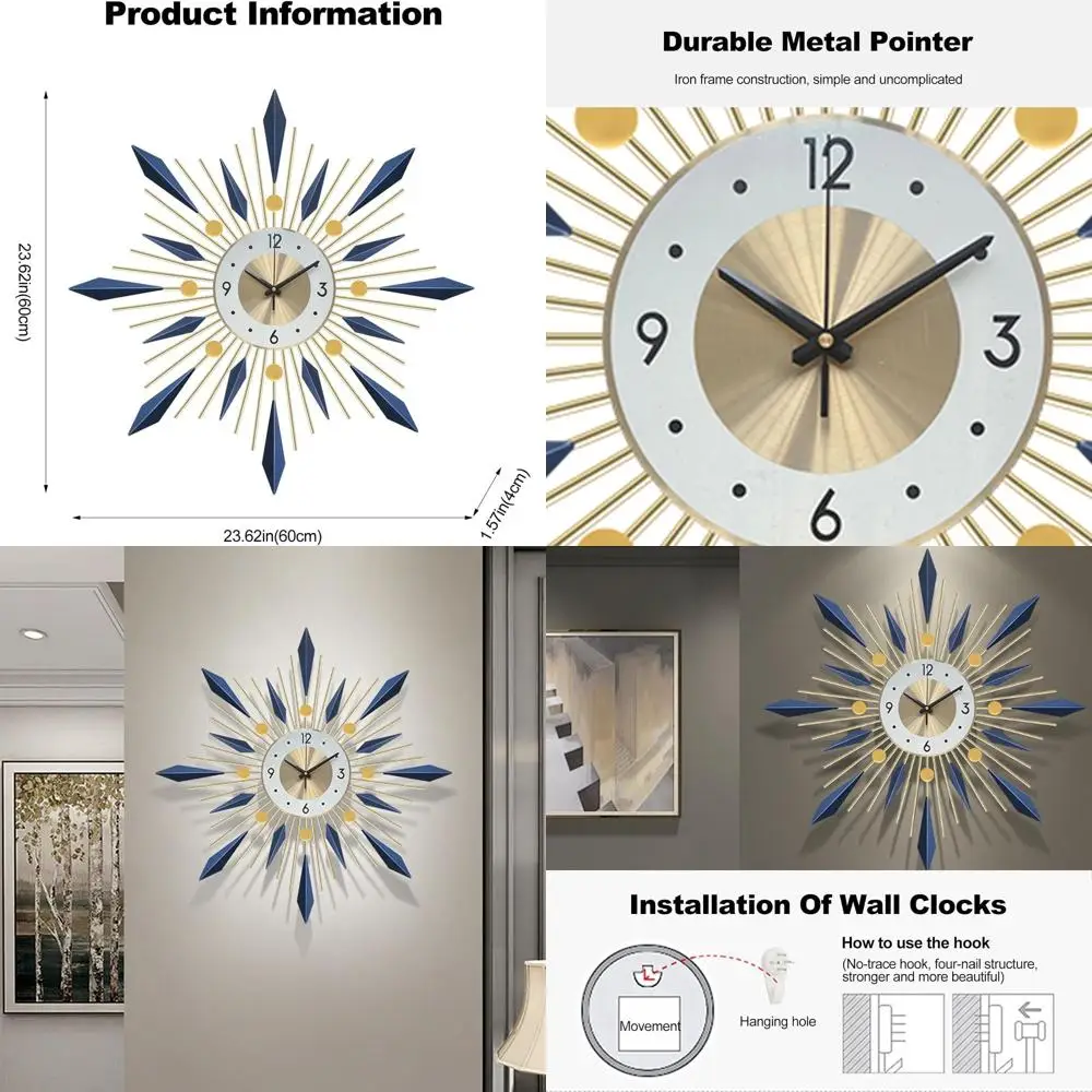 Elegant & Sleek Large Silent Wall Clock for Kitchen, Modern Metal Design, Ideal for Living Spaces and Offices
Elegant & Sleek Large Silent Wall Clock for Kitchen, Modern Metal Design, Ideal for Living Spaces and Offices