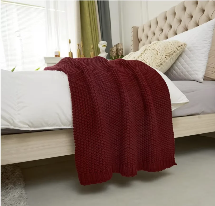 Knit Throw Blanket Lightweight Burgundy 100% Organic Cotton Blanket for Sofa Couch Bed Baby Nursery
Knit Throw Blanket Lightweight Burgundy 100% Organic Cotton Blanket for Sofa Couch Bed Baby Nursery