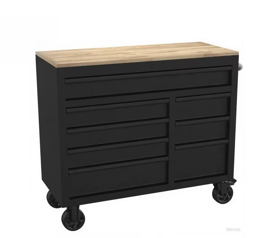 Heavy duty 42-inch 8-drawer mobile rolling tool cabinet, solid wood top black
Heavy duty 42-inch 8-drawer mobile rolling tool cabinet, solid wood top black