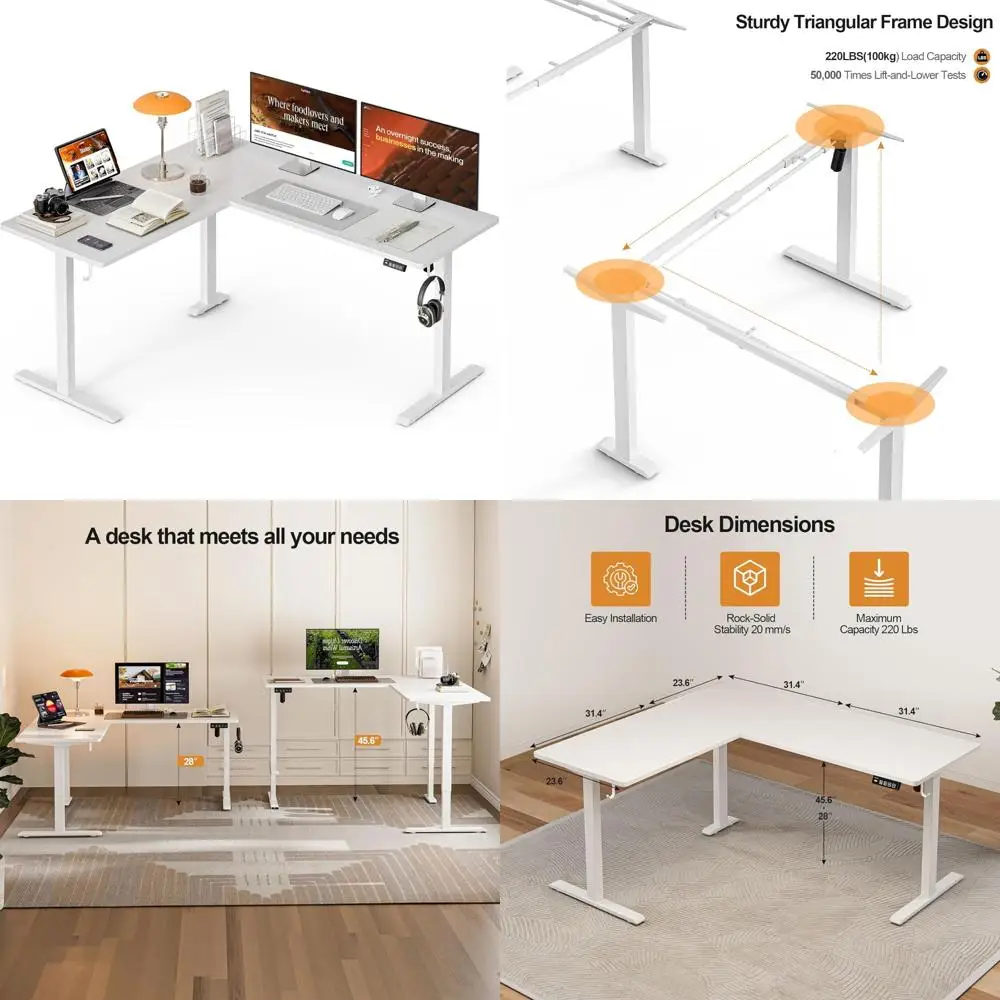 Adjustable Height Electric Corner Desk, Grander L-Shaped Standing Desk, 160cm x 140cm, Sit-Stand Computer Workstation with Split
Adjustable Height Electric Corner Desk, Grander L-Shaped Standing Desk, 160cm x 140cm, Sit-Stand Computer Workstation with Split