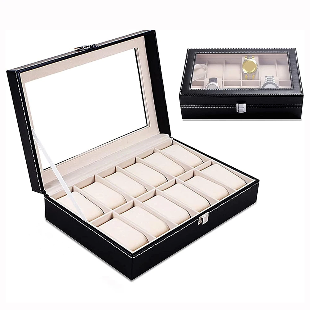 12 Slots PU Leather Watch Box Traditional Style Watch Storage Display Box Gift Watch Organizer Case with Buckle Collection
12 Slots PU Leather Watch Box Traditional Style Watch Storage Display Box Gift Watch Organizer Case with Buckle Collection