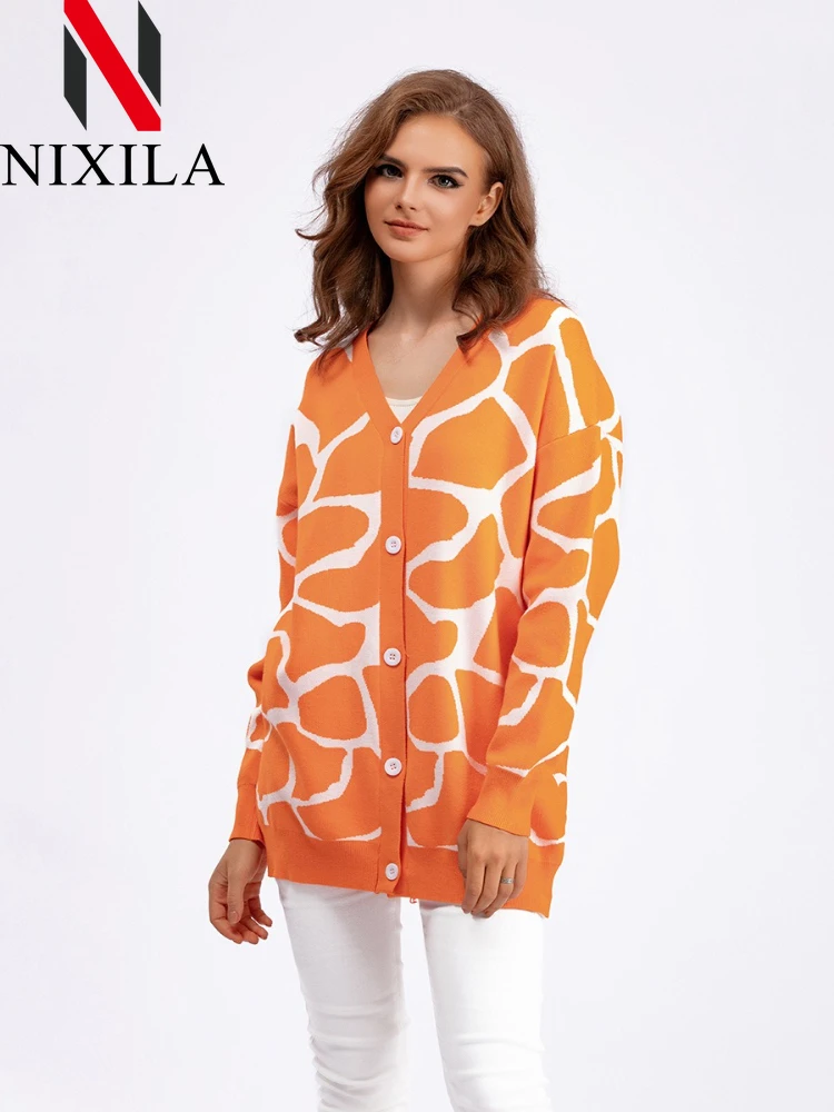 Новинка зимы-осень, женский вязаный модный кардиган, жаккардовый свитер с v-образным вырезом, элегантное свободное пальто, топ с длинными рукавами, женская одежда
Новинка зимы-осень, женский вязаный модный кардиган, жаккардовый свитер с v-образным вырезом, элегантное свободное пальто, топ с длинными рукавами, женская одежда