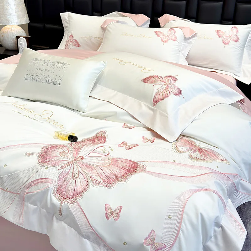 Elegant 100% Cotton Twill Embroidery Bedding Set Luxury Satin Skin-Friendly Duvet Cover Set High Density Bedclothes for Seasons
Elegant 100% Cotton Twill Embroidery Bedding Set Luxury Satin Skin-Friendly Duvet Cover Set High Density Bedclothes for Seasons