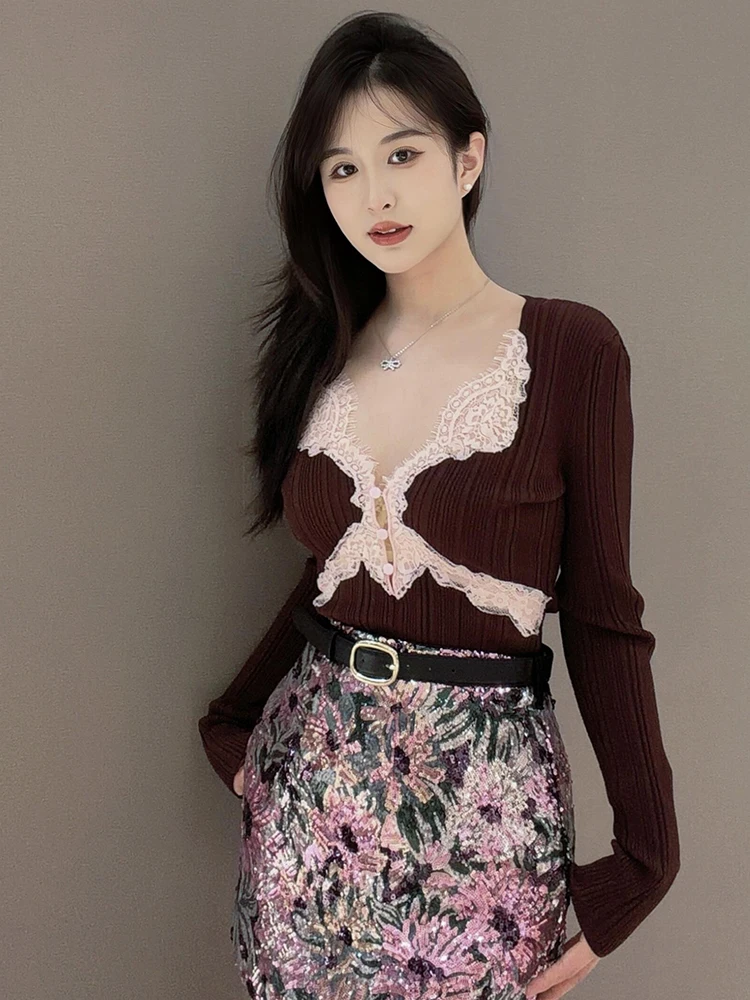Elegant Lace Hollow out Sexy Soft Knitted Top SelfSP Home 2026 Spring New Style Women's Fashion Slim Fit Long Sleeve Crew Neck
Elegant Lace Hollow out Sexy Soft Knitted Top SelfSP Home 2026 Spring New Style Women's Fashion Slim Fit Long Sleeve Crew Neck