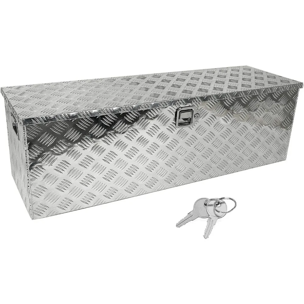 48 Inch Heavy Duty Aluminum Stripes Plated Tool Box Pick Up Truck Bed RV Trailer Toolbox Waterproof Square Storage Organ
48 Inch Heavy Duty Aluminum Stripes Plated Tool Box Pick Up Truck Bed RV Trailer Toolbox Waterproof Square Storage Organ
