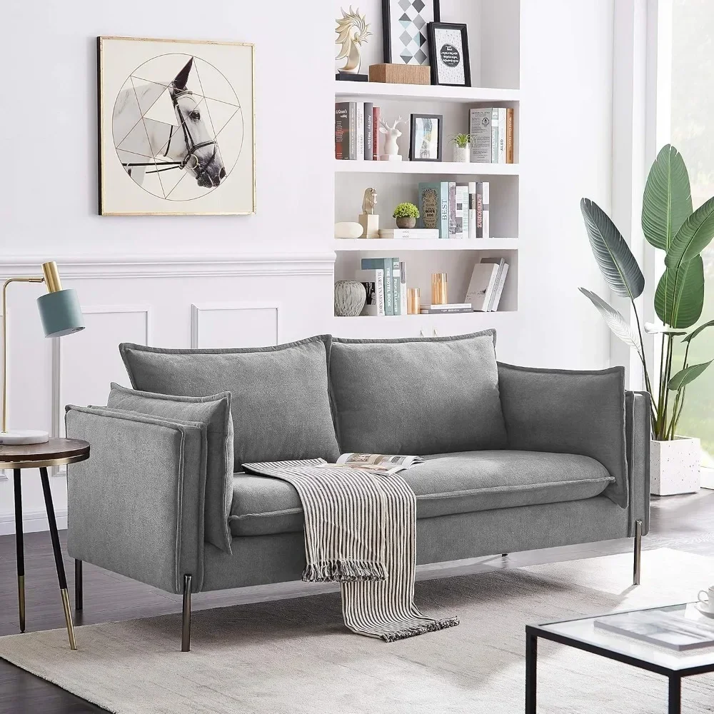 76 Inch 3 Seater Fabric Sofa Stylish Modern Small Couch Sofa with Metal Legs, Suitable for Living Room/Bedroom
76 Inch 3 Seater Fabric Sofa Stylish Modern Small Couch Sofa with Metal Legs, Suitable for Living Room/Bedroom