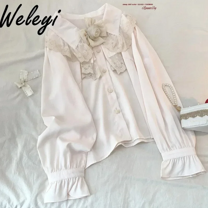 Japanese Rojita Shirt Women's Clothing 2024 Spring Summer Sweet Retro Lace Bow Chiffon Fashion Blouses Long Sleeve Shirts
Japanese Rojita Shirt Women's Clothing 2024 Spring Summer Sweet Retro Lace Bow Chiffon Fashion Blouses Long Sleeve Shirts