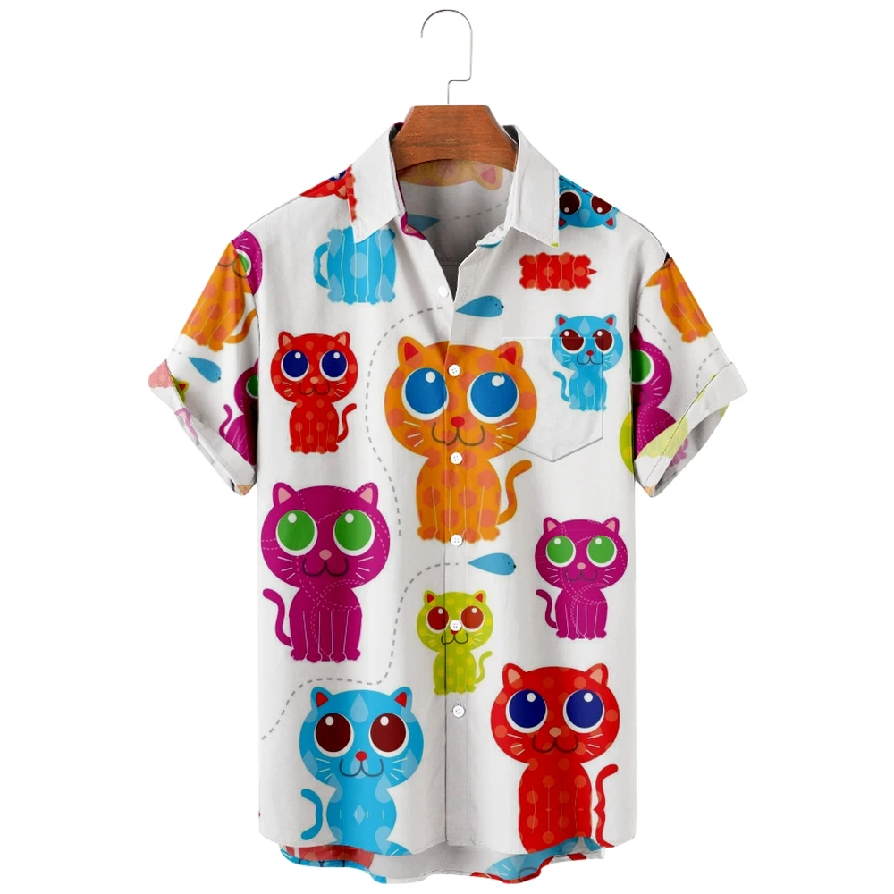 2022 new men's casual breathable short sleeve top fashion Lapel men's shirt Hawaii with beach cute cat
2022 new men's casual breathable short sleeve top fashion Lapel men's shirt Hawaii with beach cute cat