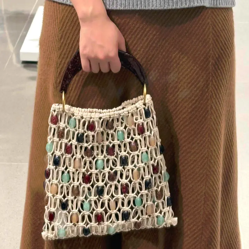 Creative Summer Woven Bead Bag Hollow-out Breathable Tote Bag Bohemian Large Capacity Shoulder Bag Women Daily Use
Creative Summer Woven Bead Bag Hollow-out Breathable Tote Bag Bohemian Large Capacity Shoulder Bag Women Daily Use