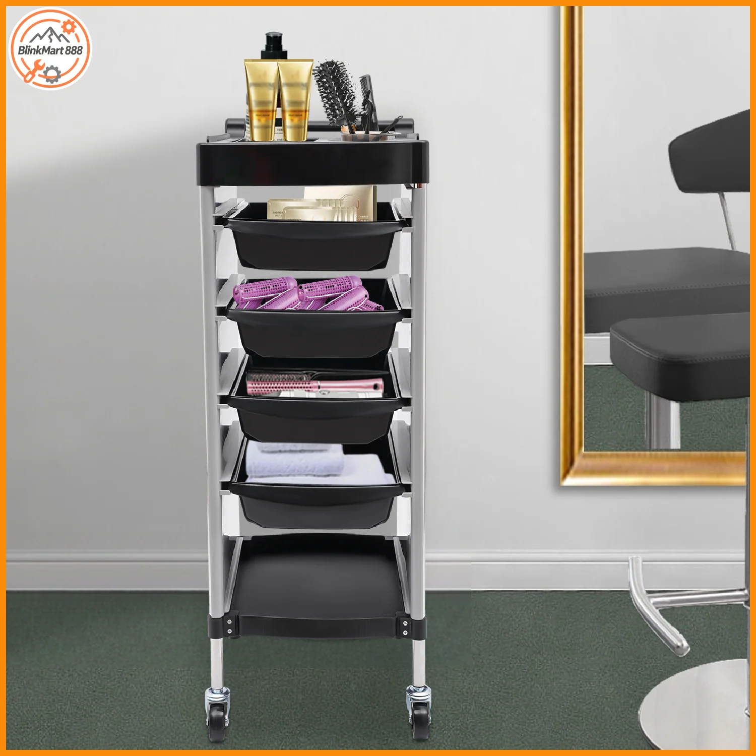 4-Drawer Salon Trolley| Black/White Hairdressing Trolley with Pull-Out Drawers| Muti Function Cart
4-Drawer Salon Trolley| Black/White Hairdressing Trolley with Pull-Out Drawers| Muti Function Cart