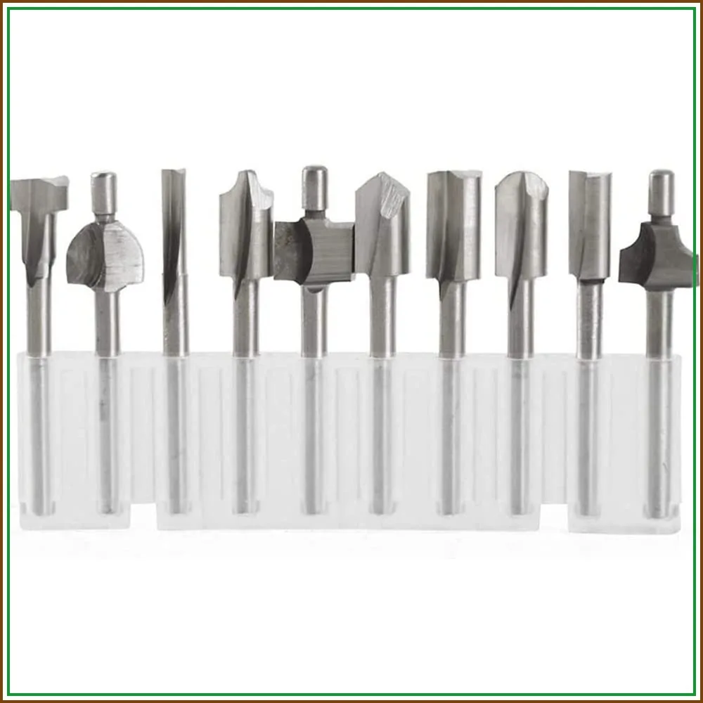 10Pcs HSS Router Bits Set 1/8" Shank Carbide Engraving Bit for Woodworking Edge Grooving Carving Milling Trimming
10Pcs HSS Router Bits Set 1/8" Shank Carbide Engraving Bit for Woodworking Edge Grooving Carving Milling Trimming