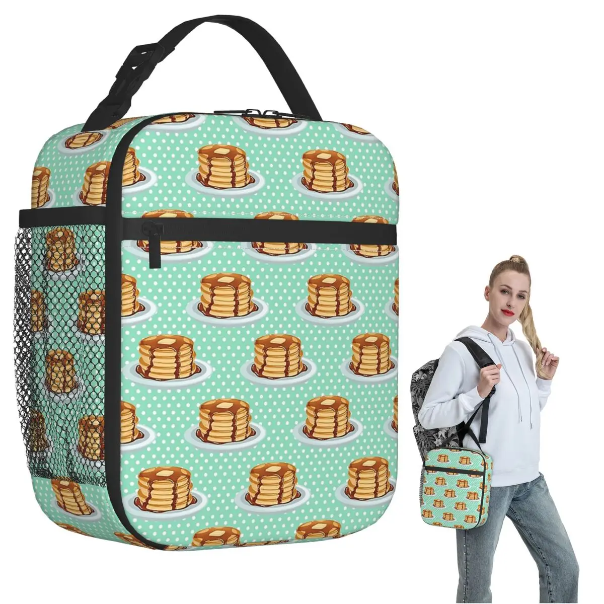 Pancakes With Maple Syrup Pattern Insulated Lunch Bag for Women Kids Leakproof Food Boxes Thermal Lunch Box Tote
Pancakes With Maple Syrup Pattern Insulated Lunch Bag for Women Kids Leakproof Food Boxes Thermal Lunch Box Tote