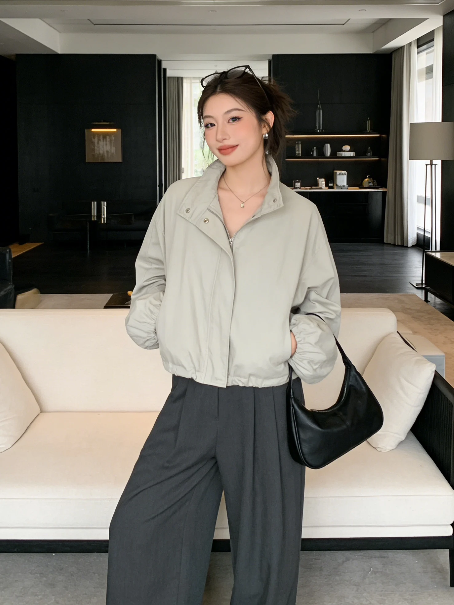 Casual Versatile Simple Korean Sle Stand Collar Loose ort Jaet Early Spring New Sle Slimming Windbreaker for Women
Casual Versatile Simple Korean Sle Stand Collar Loose ort Jaet Early Spring New Sle Slimming Windbreaker for Women