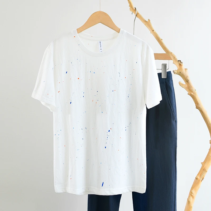 New Italy Cotton Short-sleeve Quality Brand T Shirts For Men Fashion Casual Round Neck Speckled Ink Print Tops Clothing Camiseta
New Italy Cotton Short-sleeve Quality Brand T Shirts For Men Fashion Casual Round Neck Speckled Ink Print Tops Clothing Camiseta