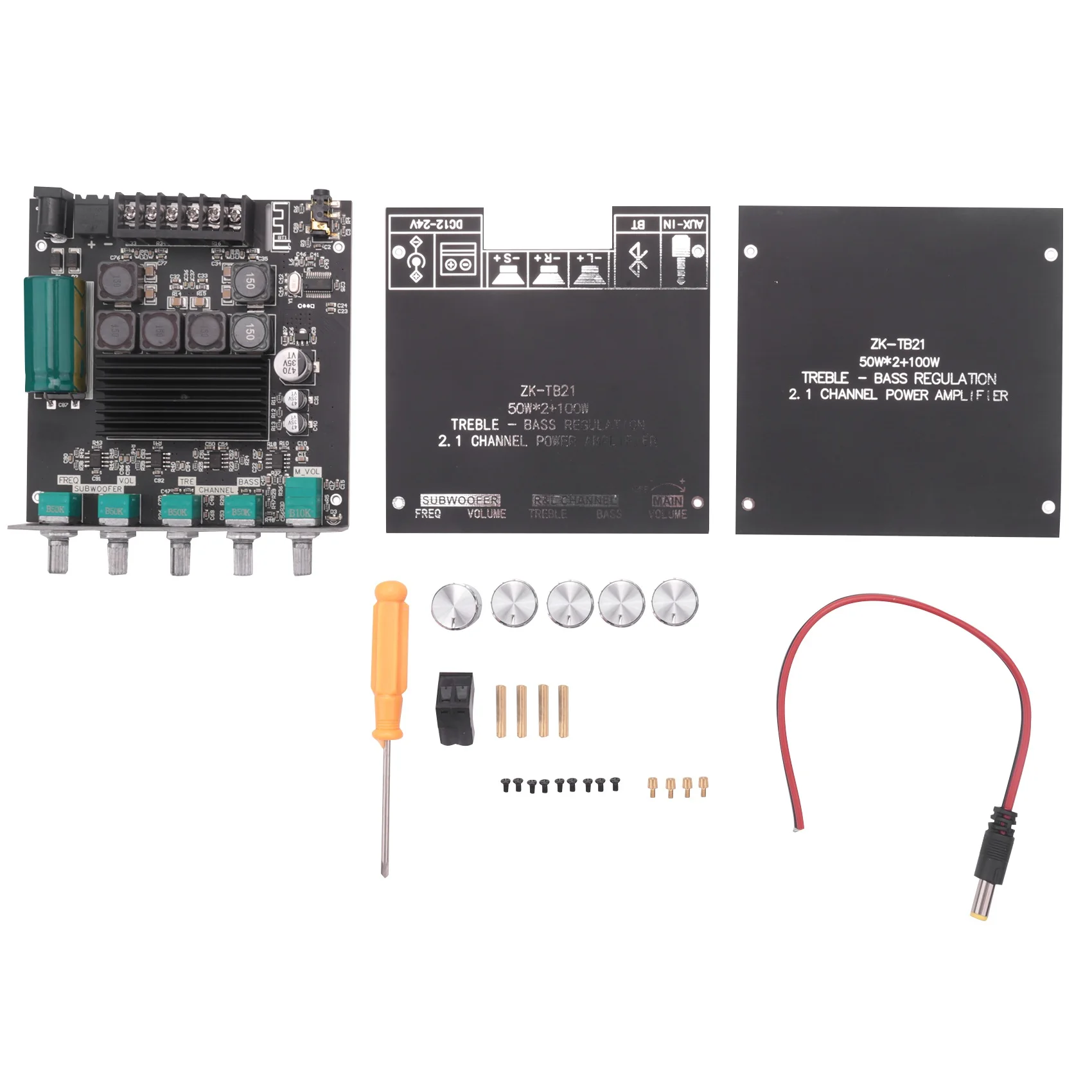 AU47-Bluetooth Amplifier Board HiFi Stereo 2.1 TPA3116D2 50WX2+100W 12V-24V Audio Power Amplifier Module
AU47-Bluetooth Amplifier Board HiFi Stereo 2.1 TPA3116D2 50WX2+100W 12V-24V Audio Power Amplifier Module