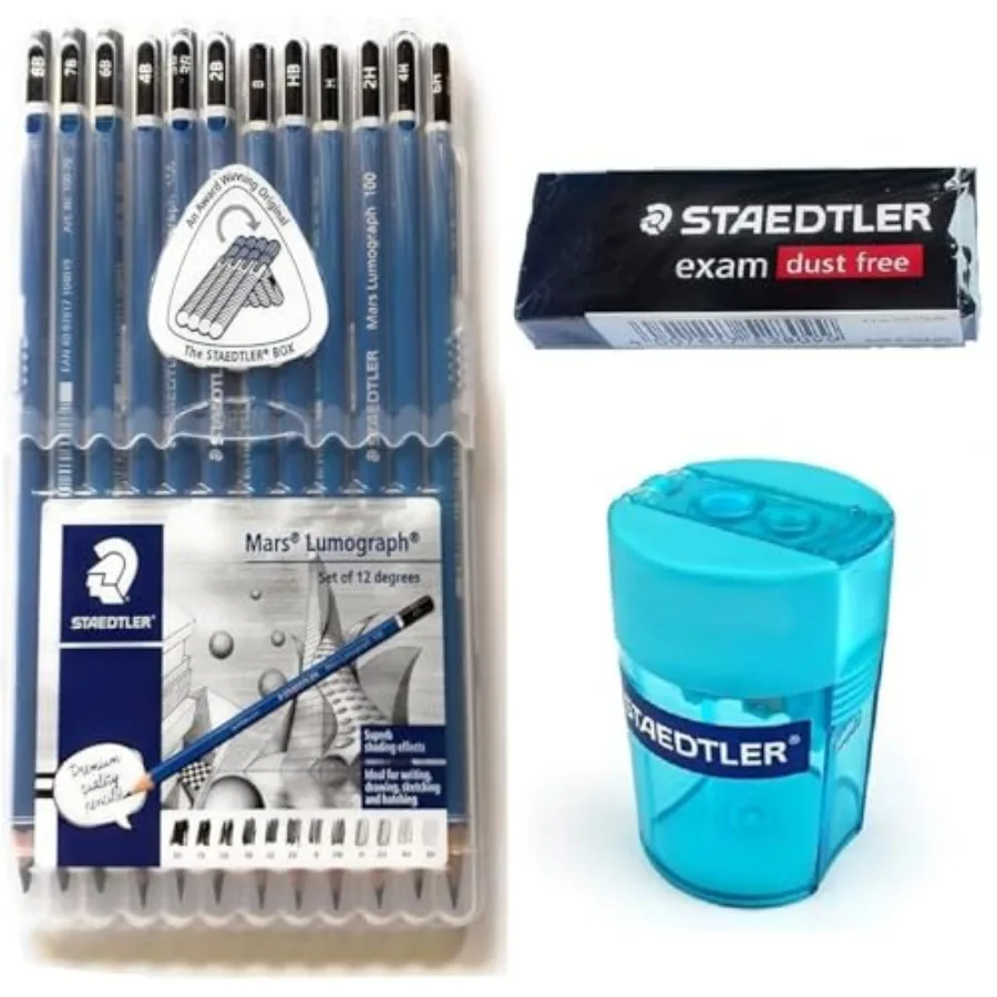 Mars Lumograph Pencil Set 12 Premium Graphite Drawing Pencils 6H-8B with Sharpener and Dust-Free Eraser Professional Sketching
Mars Lumograph Pencil Set 12 Premium Graphite Drawing Pencils 6H-8B with Sharpener and Dust-Free Eraser Professional Sketching