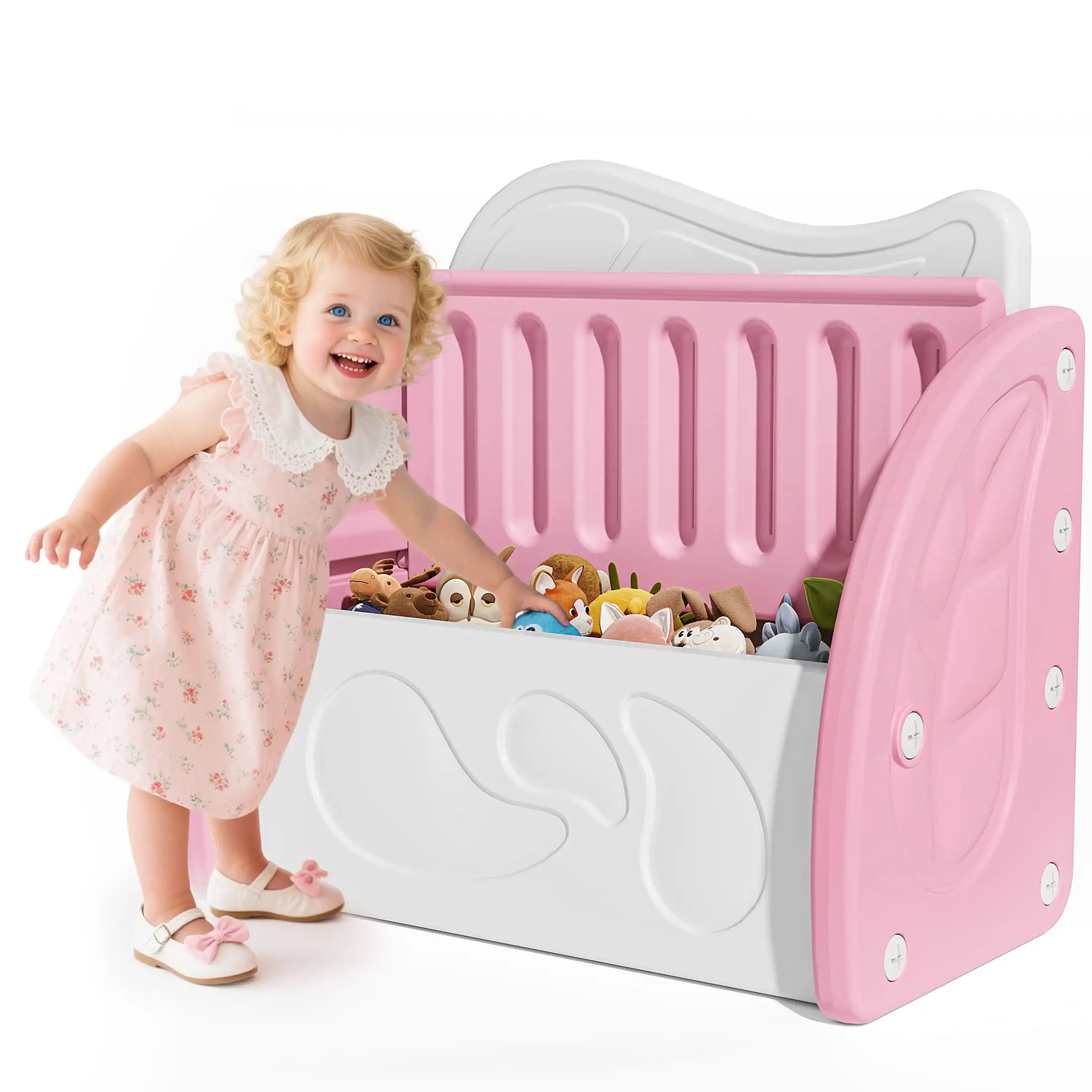 Kids Toy Box for Boys Girls, Plastic Toy Storage Organizer with Storage Bench and Leaf Backrest
Kids Toy Box for Boys Girls, Plastic Toy Storage Organizer with Storage Bench and Leaf Backrest