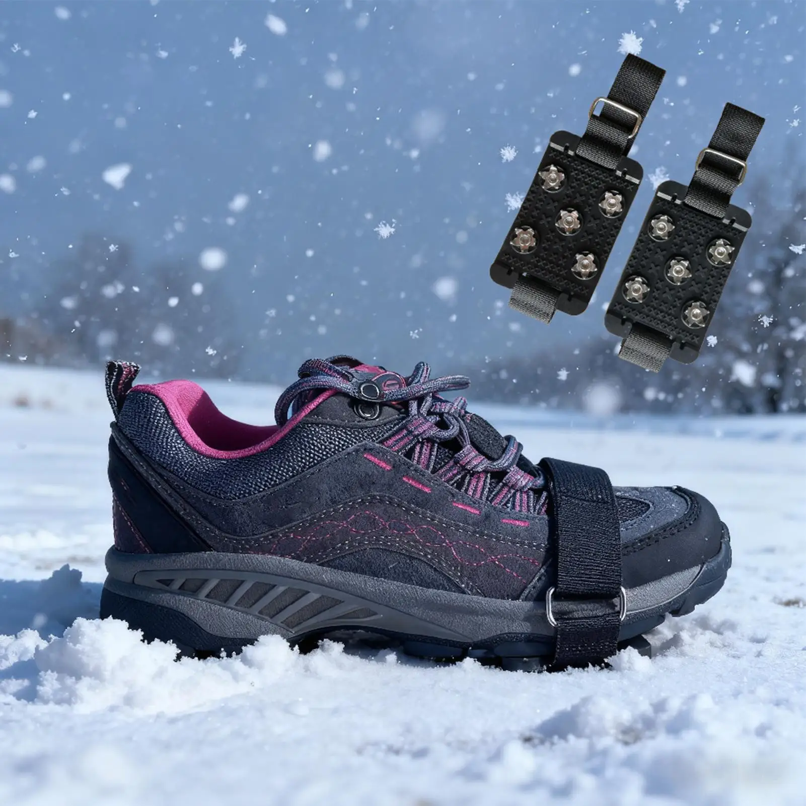Anti-Slip Ice Cleats for Shoes and Boots Traction Cleats Ice Spikes for Shoes for Winter Hiking Climbing Fishing Mountaineering
Anti-Slip Ice Cleats for Shoes and Boots Traction Cleats Ice Spikes for Shoes for Winter Hiking Climbing Fishing Mountaineering